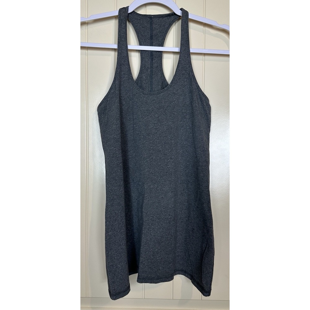 Lululemon fitted ruched back sleeveless athletic fit tank top gray sz 4 GUC